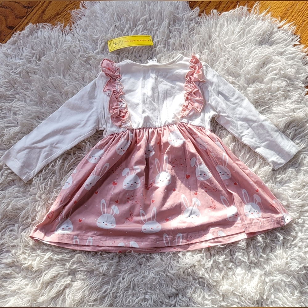 SHEIN Pink and White Bunny Print Dress - Picture 3 of 4